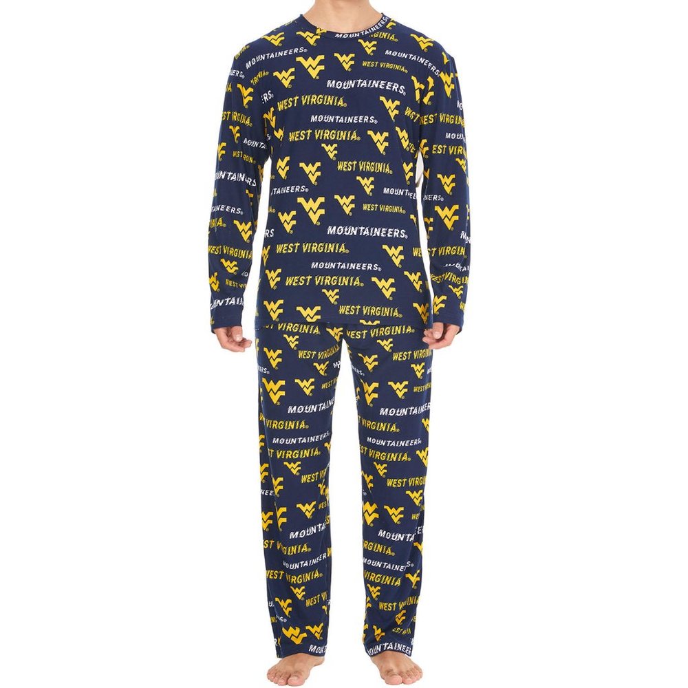 Men's Long Sleeve Top and Pants Pajama Set West Virginia Mountaineers NWT